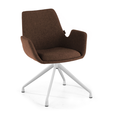 chaise de conference blanc marron pivotante tissu accoudoirs rembourres 1