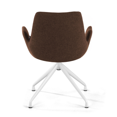 chaise de conference blanc marron pivotante tissu accoudoirs rembourres 6