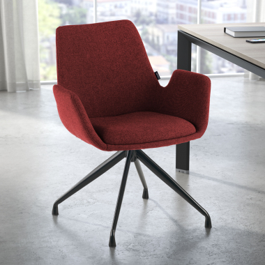 chaise de conference noir rouge pivotante tissu accoudoirs rembourres 2