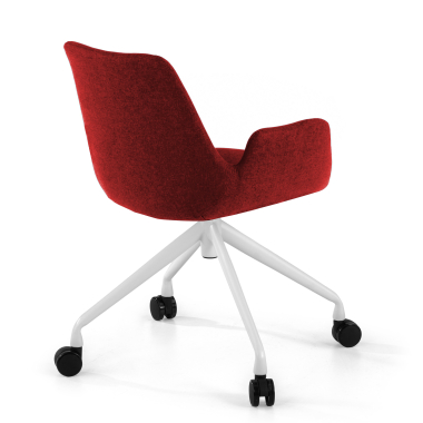 chaise de conference blanc rouge giratoire avec roulettes tissu accoudoirs rembourres 5