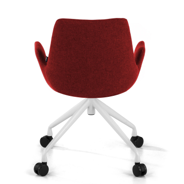 chaise de conference blanc rouge giratoire avec roulettes tissu accoudoirs rembourres 6