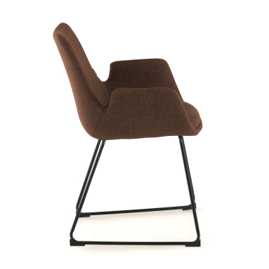 chaise de conference marron structure pietement luge tissu accoudoirs fixes 5
