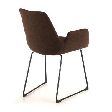 chaise de conference marron structure pietement luge tissu accoudoirs fixes 6