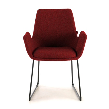 chaise de conference rouge structure pietement luge tissu accoudoirs fixes 3