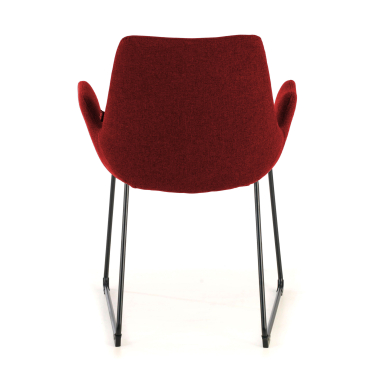 chaise de conference rouge structure pietement luge tissu accoudoirs fixes 4