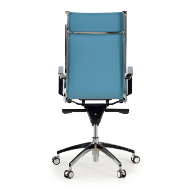 chaise de bureau bleu ciel structure chromee similicuir simil cuir accoudoirs fixes 6