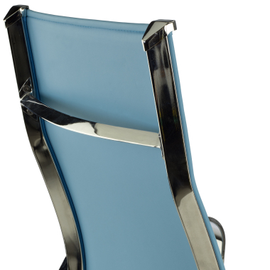 chaise de bureau bleu ciel structure chromee similicuir simil cuir accoudoirs fixes 8