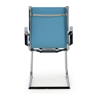 chaise de conference bleu ciel structure chromee similicuir simil cuir accoudoirs fixes 6