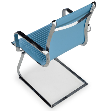 chaise de conference bleu ciel structure chromee similicuir simil cuir accoudoirs fixes 7