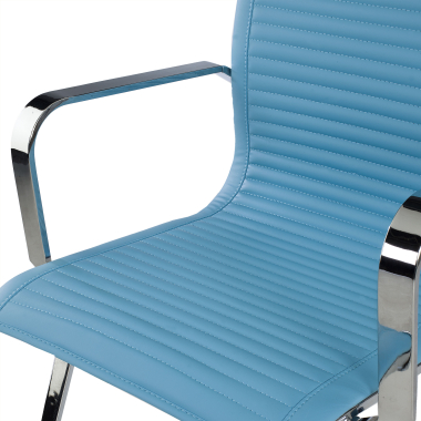 chaise de conference bleu ciel structure chromee similicuir simil cuir accoudoirs fixes 8