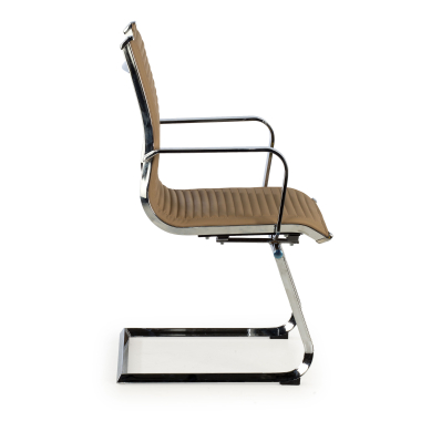 chaise de conference marron cafe structure chromee similicuir simil cuir accoudoirs fixes 4