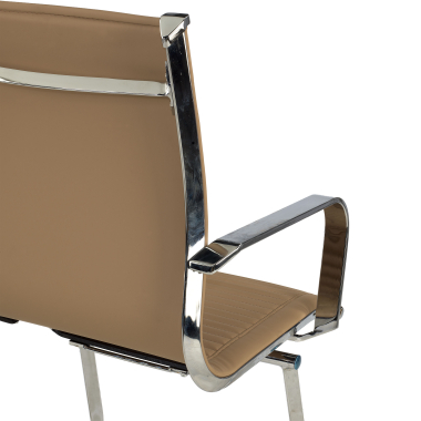 chaise de conference marron cafe structure chromee similicuir simil cuir accoudoirs fixes 9