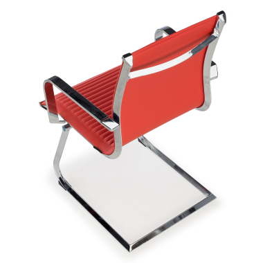 chaise de conference rouge structure chromee similicuir simil cuir accoudoirs fixes 7