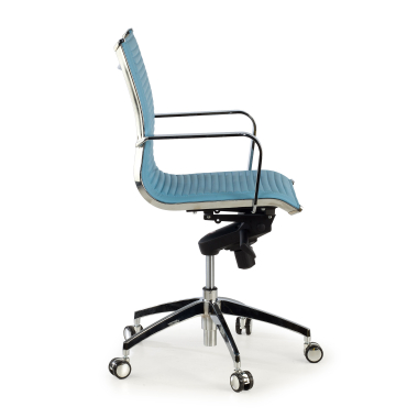 fauteuil de bureau bleu ciel structure chromee similicuir simil cuir accoudoirs fixes 4