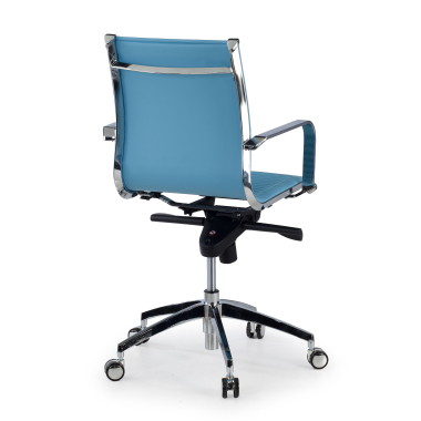 fauteuil de bureau bleu ciel structure chromee similicuir simil cuir accoudoirs fixes 5