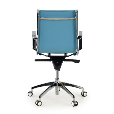 fauteuil de bureau bleu ciel structure chromee similicuir simil cuir accoudoirs fixes 6