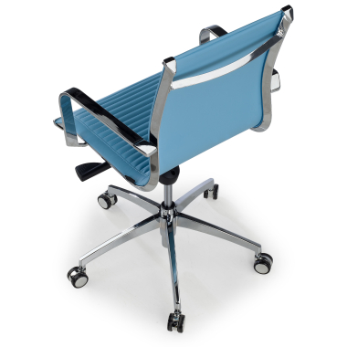 fauteuil de bureau bleu ciel structure chromee similicuir simil cuir accoudoirs fixes 7