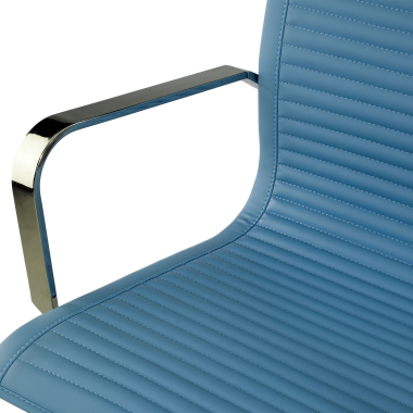 fauteuil de bureau bleu ciel structure chromee similicuir simil cuir accoudoirs fixes 8