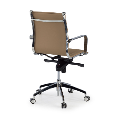 fauteuil de bureau marron cafe structure chromee similicuir simil cuir accoudoirs fixes 5