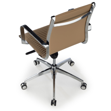 fauteuil de bureau marron cafe structure chromee similicuir simil cuir accoudoirs fixes 7