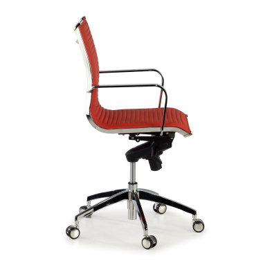 fauteuil de bureau rouge structure chromee similicuir simil cuir accoudoirs fixes 4