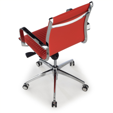 fauteuil de bureau rouge structure chromee similicuir simil cuir accoudoirs fixes 7