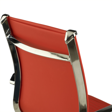 fauteuil de bureau rouge structure chromee similicuir simil cuir accoudoirs fixes 9