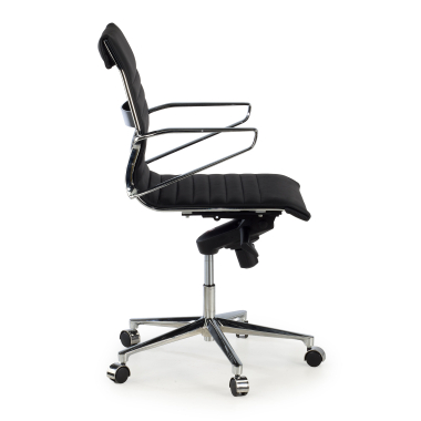 fauteuil de direction noir dos bas cuir naturel cuir authentique accoudoirs fixes 4