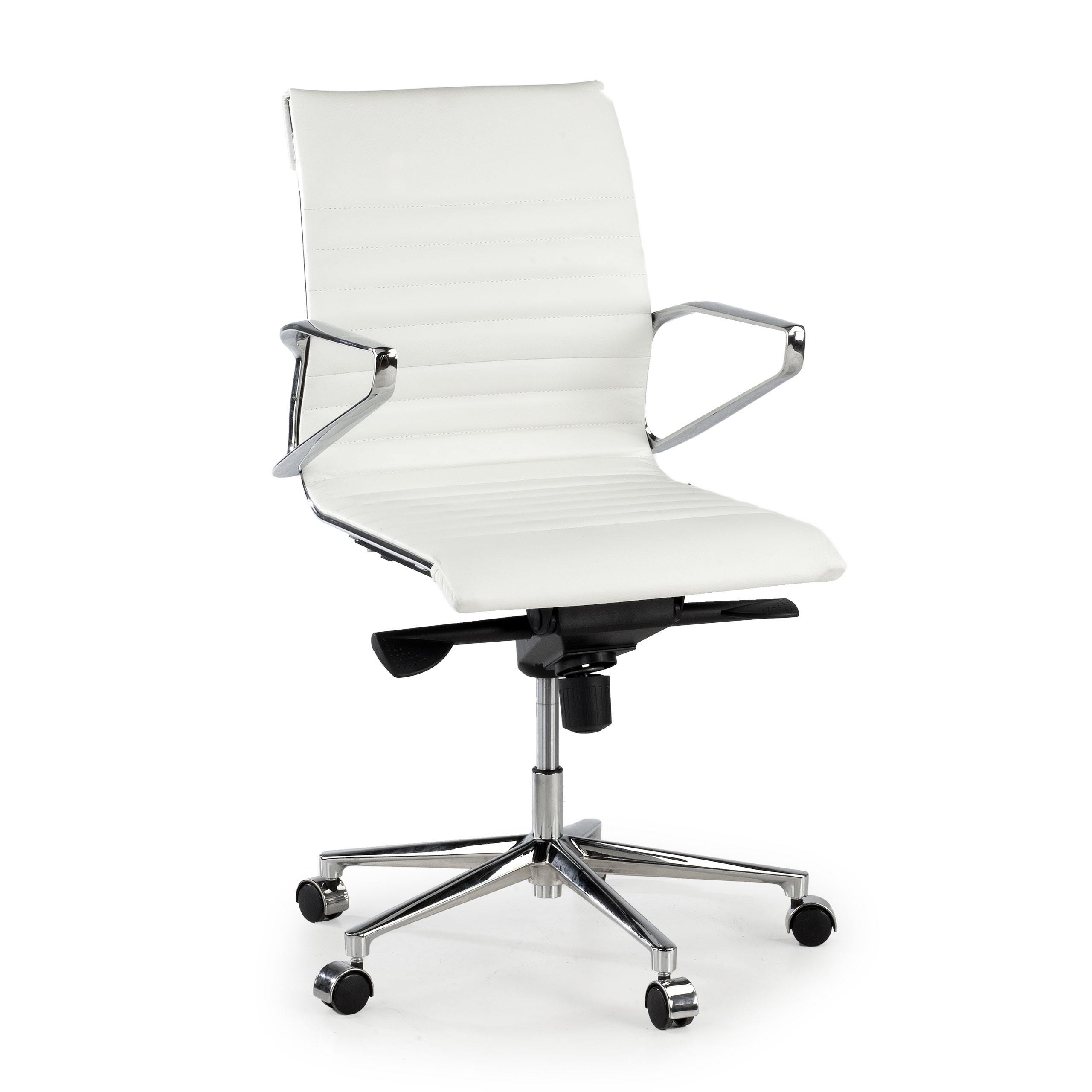 Fauteuil de bureau design Cagliari, dossier bas, cuir véritable