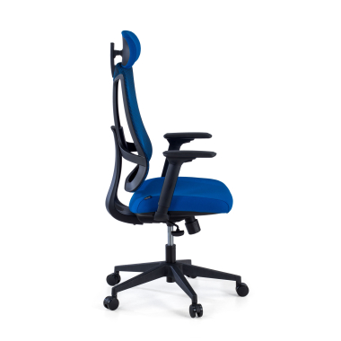 chaise ergonomique bleu structure noire maille accoudoirs reglables 3d soutien lombaire appui tete 4