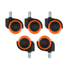 Jeu de roulettes Gaming 11x50mm silencieuses, Revêtement en caoutchouc