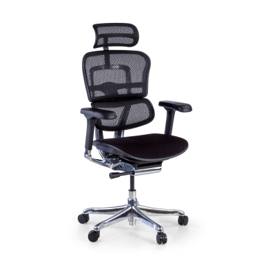 chaise ergonomique noir structure noire assise tapissee tissu accoudoirs reglables 5d appui tete 1