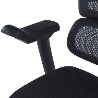 chaise ergonomique noir structure noire assise tapissee tissu accoudoirs reglables 5d appui tete 6