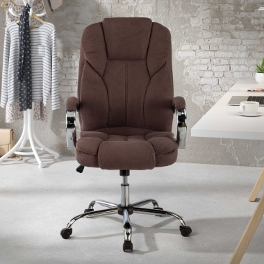 fauteuil de bureau marron tapisse tissu accoudoirs rembourres 2