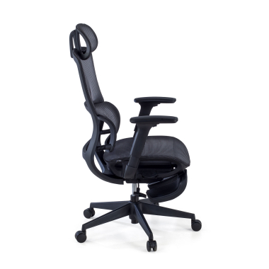chaise ergonomique noir avec repose pieds maille accoudoirs reglables 3d double soutien lombaire appui tete repose pieds extensible 5