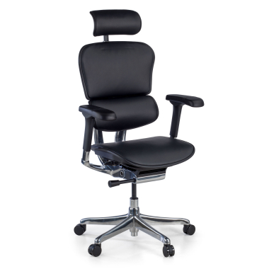 fauteuil de bureau noir structure noire similicuir cuir authentique accoudoirs reglables 5d appui tete 1