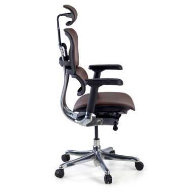 fauteuil de bureau marron structure noire similicuir cuir authentique accoudoirs reglables 5d appui tete 4