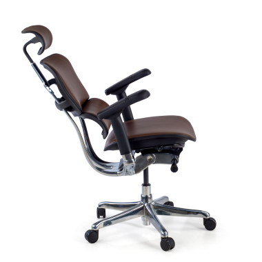 fauteuil de bureau marron structure noire similicuir cuir authentique accoudoirs reglables 5d appui tete 5