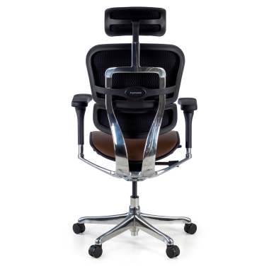 fauteuil de bureau marron structure noire similicuir cuir authentique accoudoirs reglables 5d appui tete 7