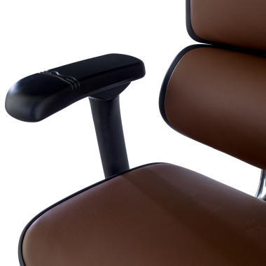 fauteuil de bureau marron structure noire similicuir cuir authentique accoudoirs reglables 5d appui tete 9