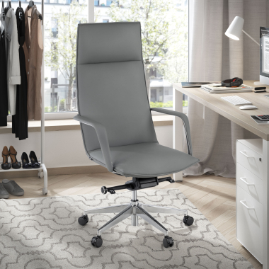 fauteuil de bureau gris hamilton simil cuir accoudoirs fixes 2