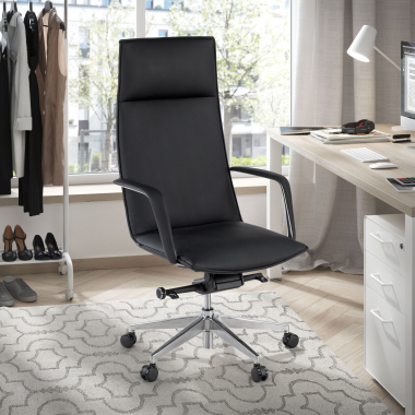 fauteuil de bureau noir hamilton simil cuir accoudoirs fixes 2