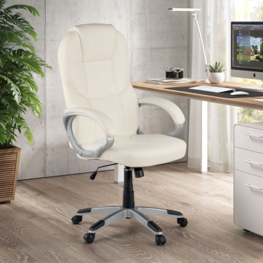 fauteuil de bureau blanc kiel simil cuir accoudoirs rembourres 2