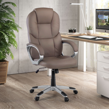 fauteuil de bureau gris kiel simil cuir accoudoirs rembourres 2