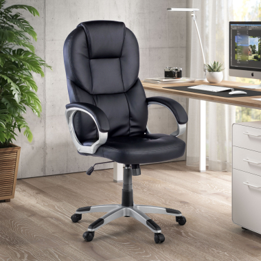 fauteuil de bureau noir kiel simil cuir accoudoirs rembourres 2