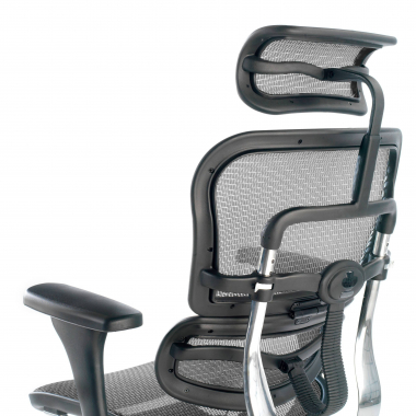 Chaise de bureau Ergohuman avec appui-tête, aluminium, maille 210663 - (Outlet)