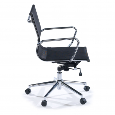 Chaise de bureau design Stilo, Structure chromée, dossier bas en maille  210737 - (Outlet)