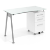 Table de Bureau à tiroirs Strong, dessus cristal