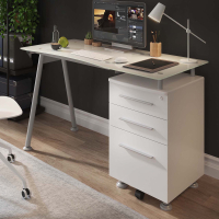 Table de Bureau à tiroirs Strong, dessus cristal