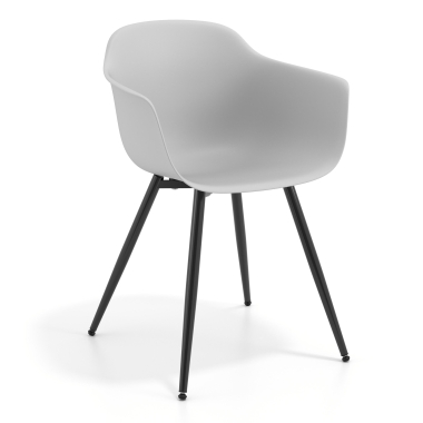 chaise de conference noir gris 4 pattes plastique accoudoirs fixes 1